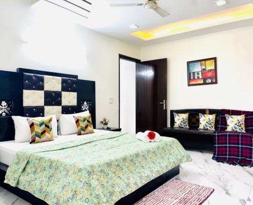 Serviced Apartments in Delhi- furnished room, modern amenities.